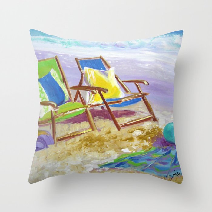 Beach Chairs Throw Pillow by the painted apron Society6