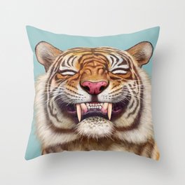 Smiling Tiger Throw Pillow