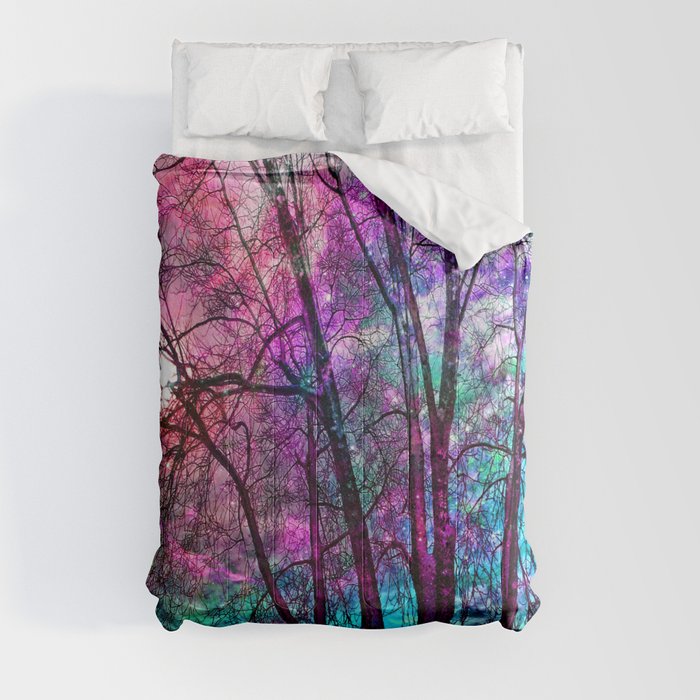 Purple teal forest Comforter