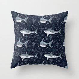 Great White Shark Surface Pattern Throw Pillow