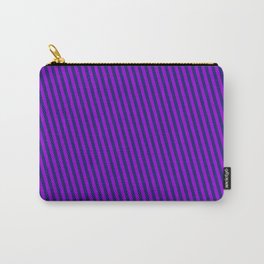 [ Thumbnail: Dark Violet and Midnight Blue Colored Pattern of Stripes Carry-All Pouch ]