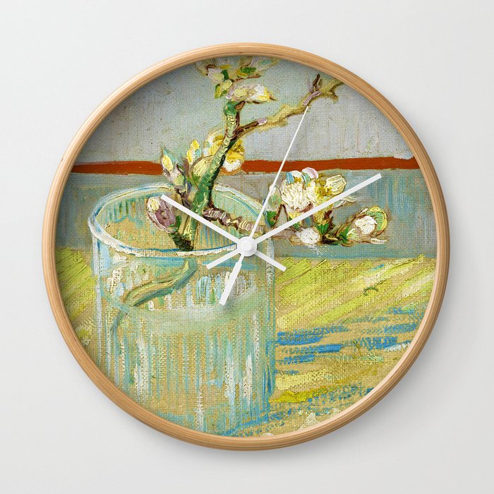 Vincent van Gogh "Sprig of Flowering Almond in a Glass" Wall Clock