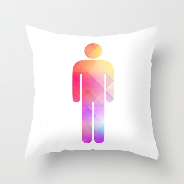 Multicolor retro man symbol Throw Pillow