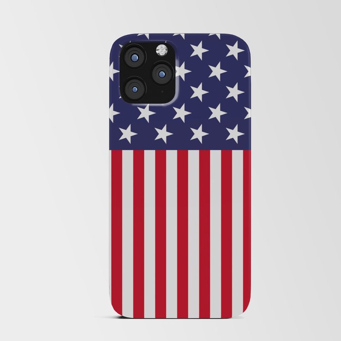 USA Red White and Blue Stars and Vertical Stripes American Flag iPhone Card Case