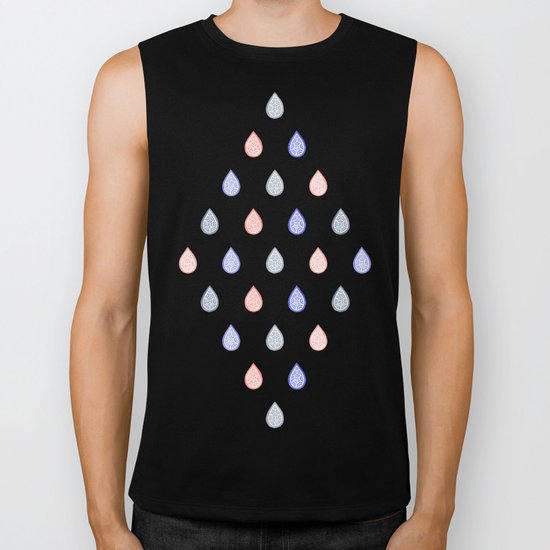 Rose quartz, serenity blue and lilac grey raindrops Biker Tank
