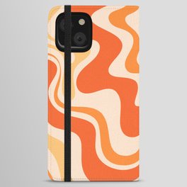 Tangerine Liquid Swirl Retro Abstract Pattern iPhone Wallet Case