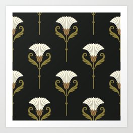 Art Nouveau | Daisies Seamless Pattern Art Print