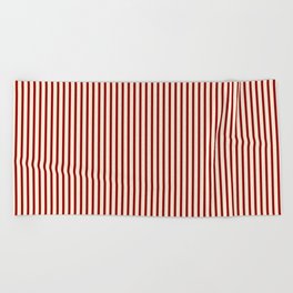 [ Thumbnail: Beige and Dark Red Colored Pattern of Stripes Beach Towel ]