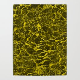 Highlighter Neon Yellow Underwater Wavy Rippling Water Poster