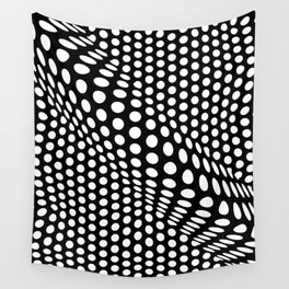 Black And White Op-Art Optical Illusion Dots Retro Graphic Wall Tapestry