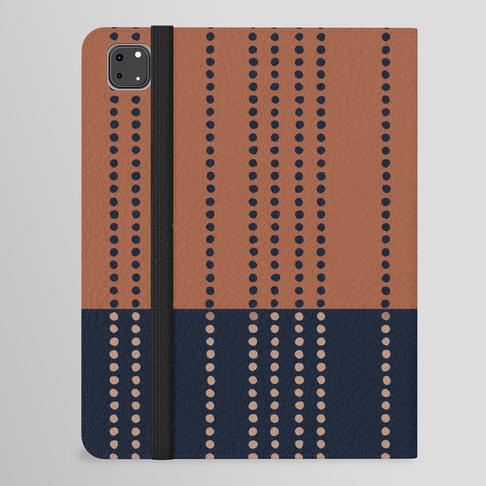Spotted Stripes, Terracotta and Navy Blue iPad Folio Case