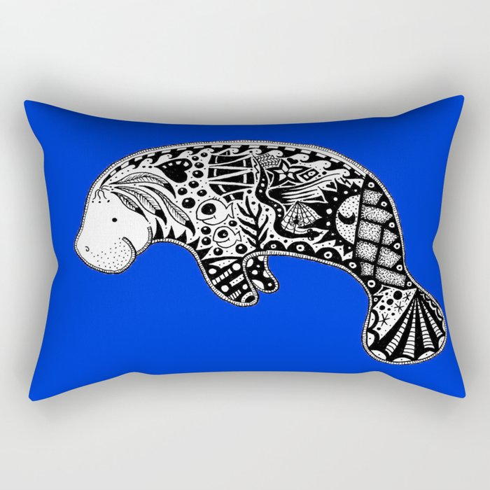 Blue Manatee Rectangular Pillow