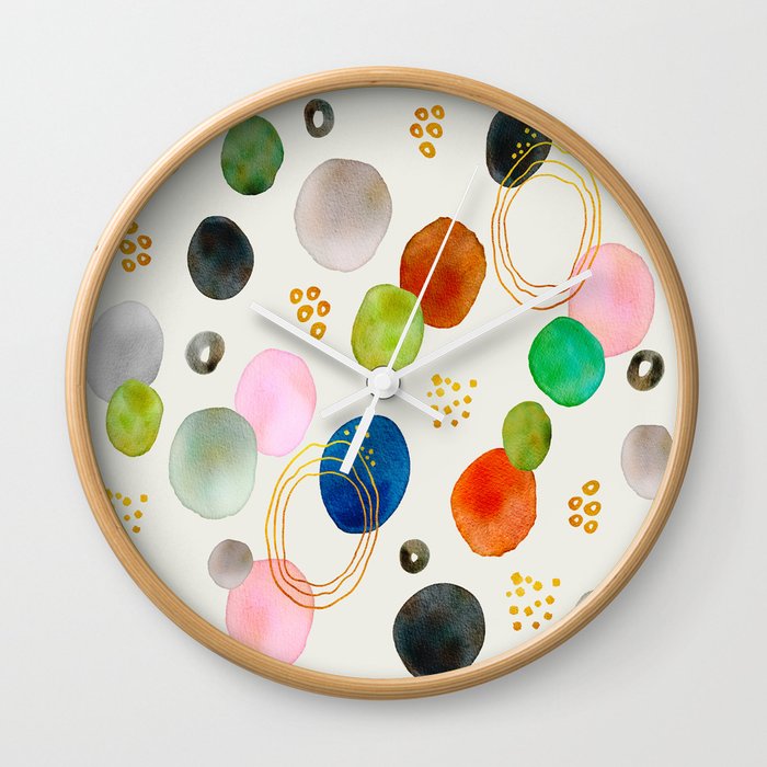 Abstract Pebble Gold Watercolor Art Wall Clock