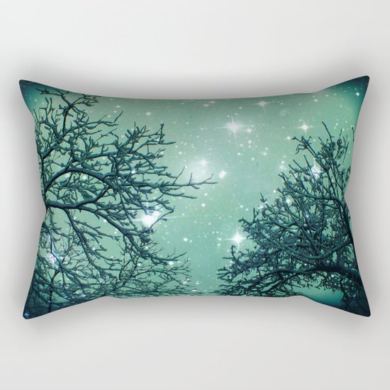 Aqua Skies N Stars Through The Trees Rectangular Pillow