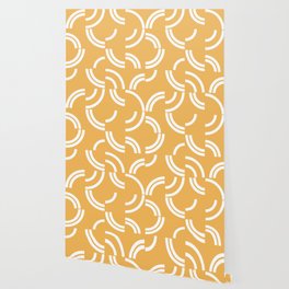 White curves on yellow background Wallpaper