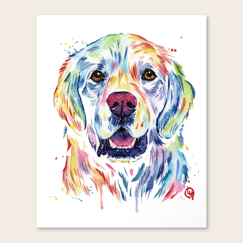 Golden Retriever Watercolor Pet Portrait Painting Canvas Print By