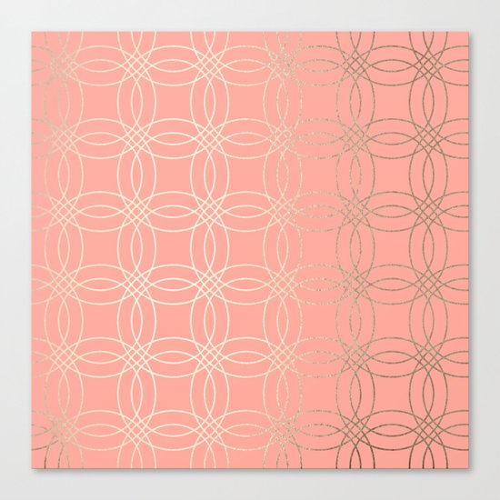 Simply Vintage Link in White Gold Sands and Salmon Pink Canvas Print