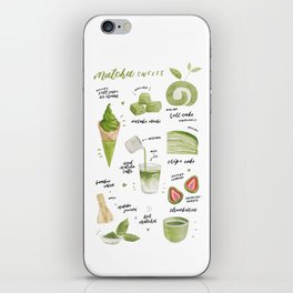 Matcha sweets watercolour illustration iPhone Skin