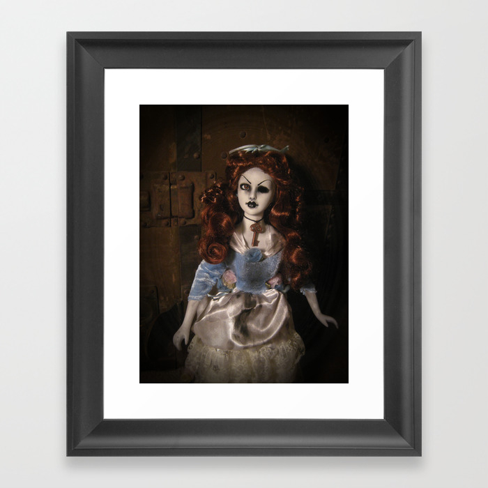 Creepy Gothic Victorian Lady Doll With Key Framed Art Print By