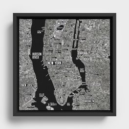 Cool New York city map with street signs Framed Canvas