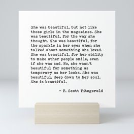 F. Scott Fitzgerald, She Was Beautiful Quote, The Great Gatsby Mini Art Print