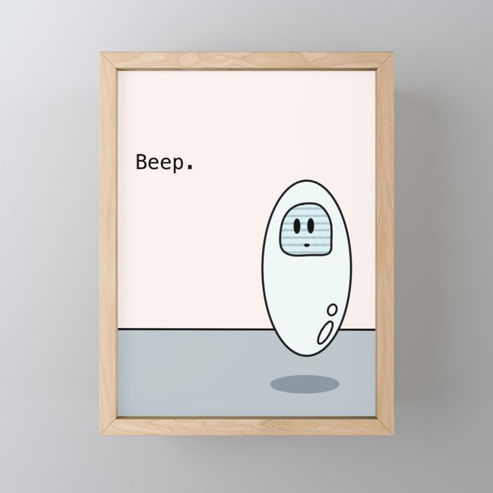 Beep, The Useless Floating Robot Framed Mini Art Print