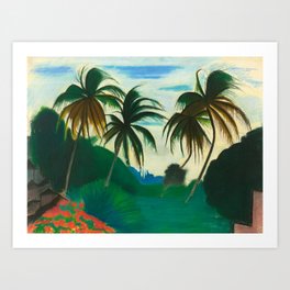Tropical Scene with Palms and Flowers by Joseph Stella Art Print