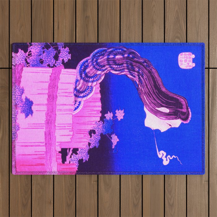 The Plate Mansion - Traditional Japanese Art Remixed Outdoor Rug