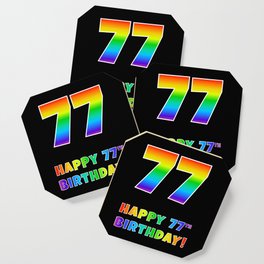 [ Thumbnail: HAPPY 77TH BIRTHDAY - Multicolored Rainbow Spectrum Gradient Coaster ]