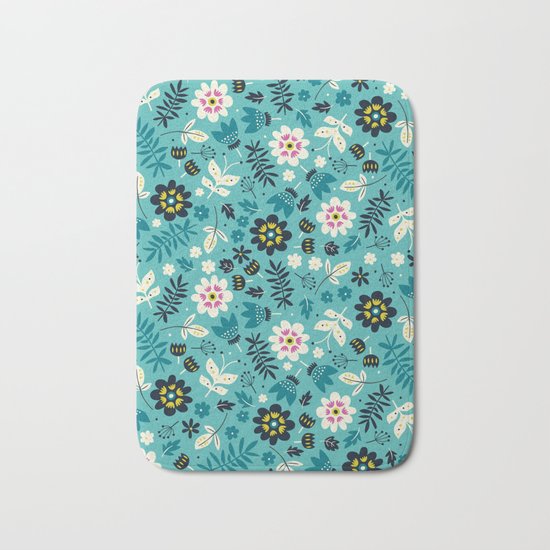 Fresh Blossoms (Greens) Bath Mat