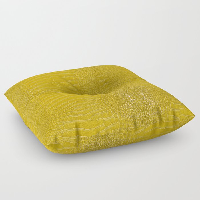 Yellow Alligator Leather Print Floor Pillow