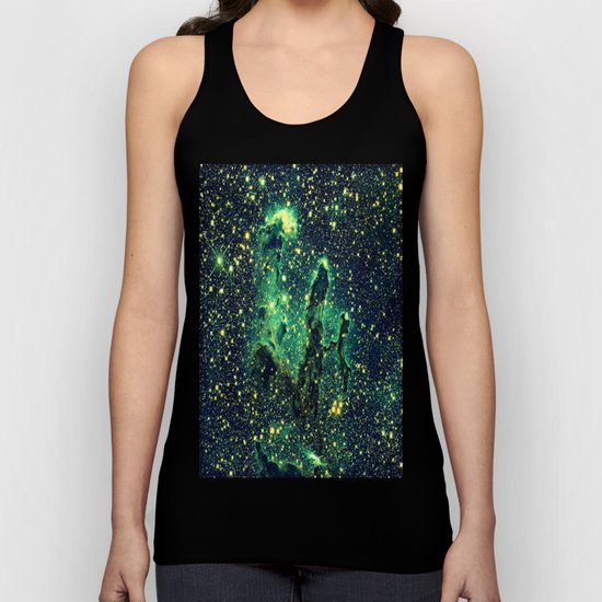Galaxy NEBULa : Pillars of Creation Green Unisex Tank Top