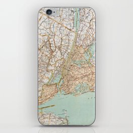 Vintage 1900 Road Map Of The New York District iPhone Skin