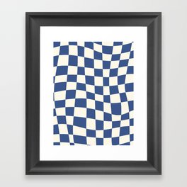 Blue Wavy Checkerboard Framed Art Print