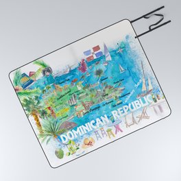 Dominican Republic  Illustrated  Travel  Map  with  Roads  and  Highlights Picnic Blanket