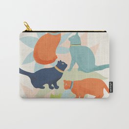 Colorful kitty cats with leaves and flowers Carry-All Pouch