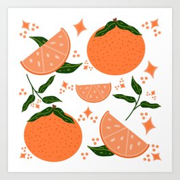 Oranges & Stars Pattern Art Print