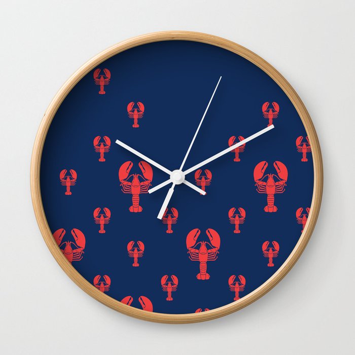 Lobster Squadron on navy background. Wall Clock