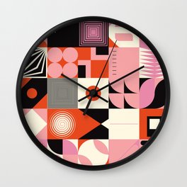 Scandinavian inspired artwork pattern made with simple geometrical forms and cutout colorful shapes. Abstract composition Wall Clock