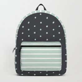 Mint Charcoal Polka Dots & Stripes Backpack
