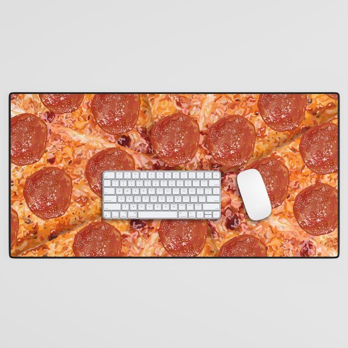 Pepperoni Cheese Pizza Pattern Desk Mat