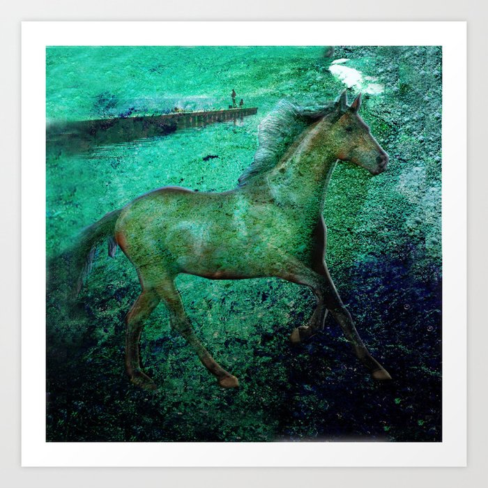 The Pier with horse Art Print