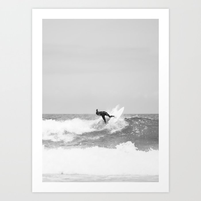 Surfing the Wave 4 - beach ocean travel photography Art Print
