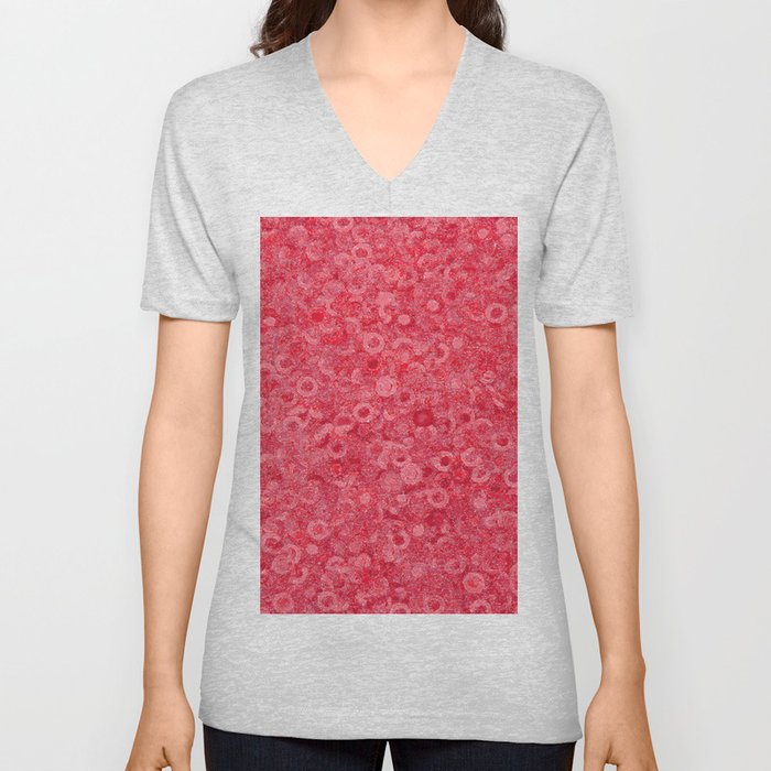 RED and PINK MASHED UP. V Neck T Shirt
