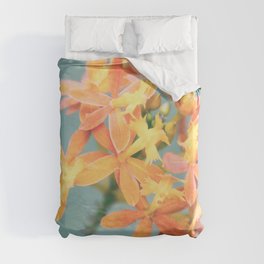 Pastel Tint Of Orchid Epidendrum Radicans Close Up Photography Duvet Cover
