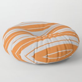 [ Thumbnail: Grey and Chocolate Colored Lines Pattern Floor Pillow ]