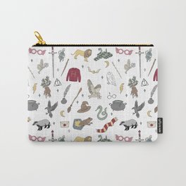 Magic School - wizard, broom, sword, badger, lion, raven, snake, owl, hat, magic school, fantasy Carry-All Pouch