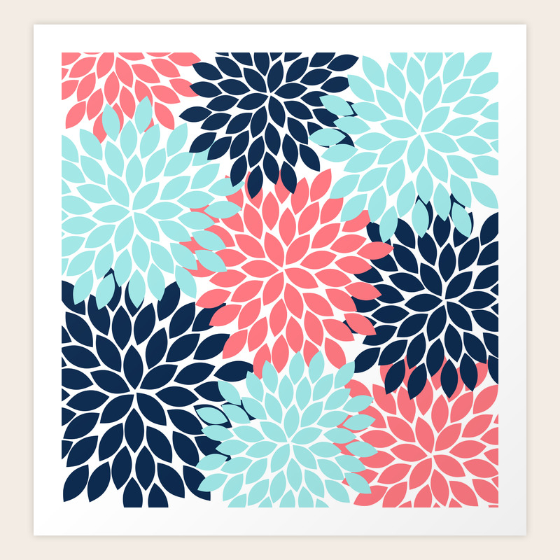 Navy Coral Aqua Floral Pattern Flower Burst Petals Art Print By Trmdesign Society6 Free navy floral png images, floral design, navy blue, floral arrangements, floral ornament, floral, royal navy, navy. navy coral aqua floral pattern flower burst petals art print