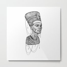 Nefertiti bust dotted Metal Print | Egyptian, Classic, Drawing, Dots, Blackandwhite 