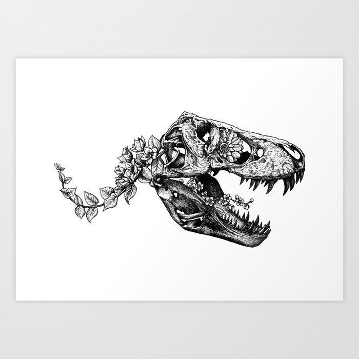 Jurassic Bloom - The Rex. Art Print by Sinpiggyhead | Society6